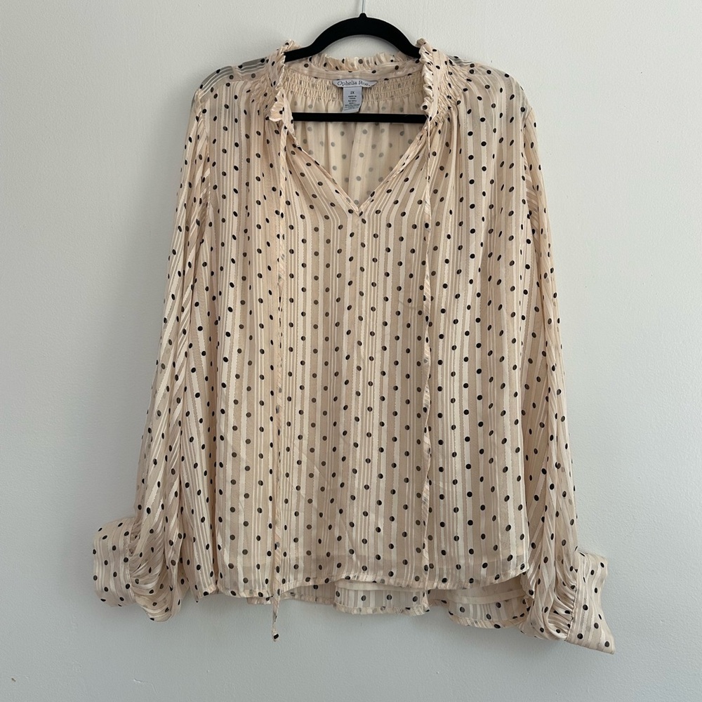 Ophelia Roe Polka Dot‎ Cream Blouse